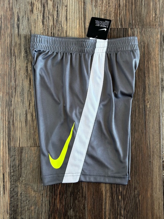 Nike Other - NWT Nike Dri-Fit Boys 7 (Large) Athletic Shorts Gray w/White Stripe Neon Swoosh
